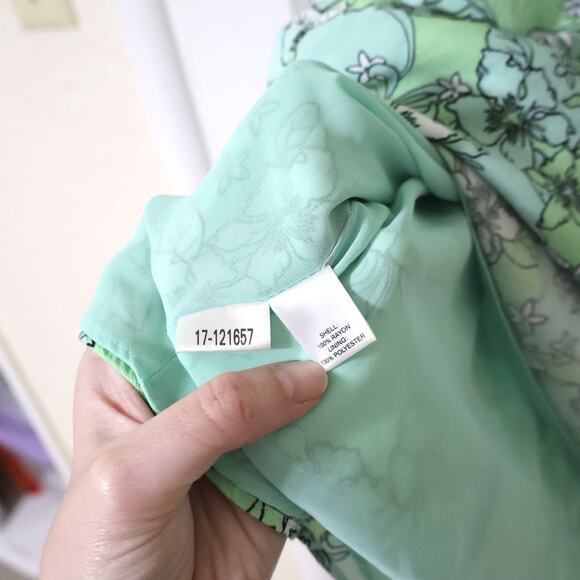 Vintage Ann Taylor Loft Green Floral Halter Mini Dress 6 90s Cocktail Wedding - Picture 8 of 9